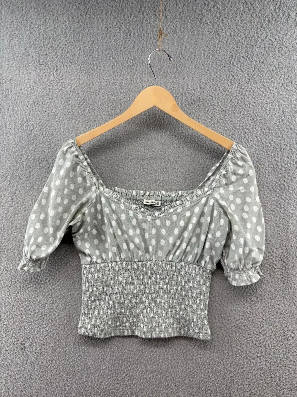 Abercrombie & Fitch Polka Dot Smocked Puff Sleeve Top M